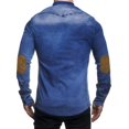 thumbnail image 1 of IROINNID Clearance Long Sleeve Shirts for Men Casual Suede Color-blocking Button Lapel Wash Shirt,medium blue, 1 of 4
