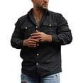thumbnail image 1 of IROINNID Long Sleeve Shirts for Men Comfy Corduroy Button Jacket Striped Vintage Double Pocket Work Top Shirt,Black, 1 of 6