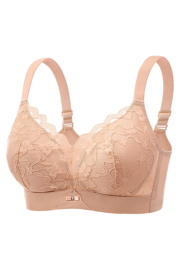Push Up Bra for Women's Plus Size Brassiere Wide Back Underwire Bra Floral Lace Underwire Soft Cup Everyday Bras for Four Season