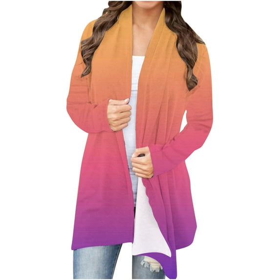 IROINNID Clearance Womens Cardigans Long Sleeve Tie Dye Cardigan Top Comfy Blouse,Orange