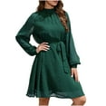 thumbnail image 1 of IROINNID Cocktail Dress for Women Wedding Guests Dresses for Women Slim Waist Dress Long Sleeve Solid Color Dress ,Olive Green, 1 of 5