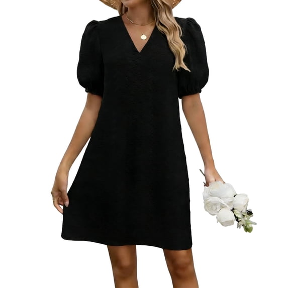 IROINNID Cocktail Dress for Women Wedding Guests Dresses for Women Slim Waist Dress Short Sleeve Solid Color Dress