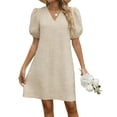 thumbnail image 1 of IROINNID Cocktail Dress for Women Wedding Guests Dresses for Women Slim Waist Dress Short Sleeve Solid Color Dress, 1 of 7