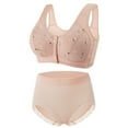 thumbnail image 1 of IROINNID Comfort Bras for Elderly Women Front Button Shaping Cup Shoulder Strap Underwire Bra Plus Size Bra Underwear Set,Beige, 1 of 3