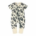 thumbnail image 1 of IROINNID Cotton Neutral Onesies Summer Newborn Baby Girls Boys Bodysuit Short Sleeve Printed Zipper One-piece Romper Jumpsuit,Beige, 1 of 9