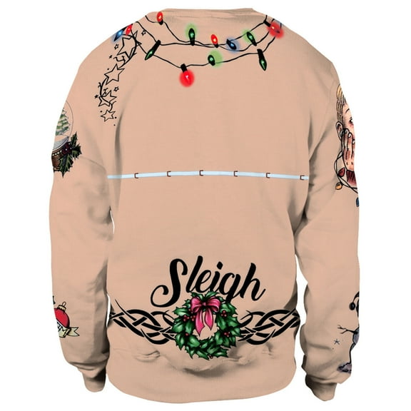 IROINNID Crew Neck Pullover Sweatshirts Casual Christmas Clothing Loose Tops Christmas Day Long Sleeve Graphic Print Sweater,Khaki