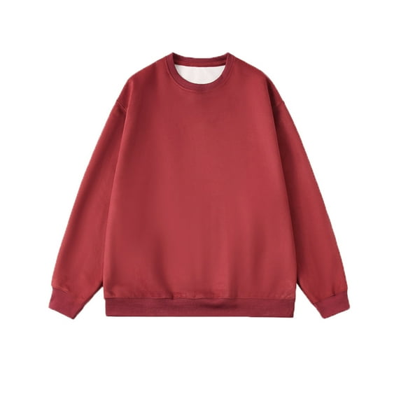 IROINNID Crew Neck Pullover Sweatshirts Casual Graphic Print Long Sleeve Daily Fit Solid Color Sweatshirts Tops,Burgundy
