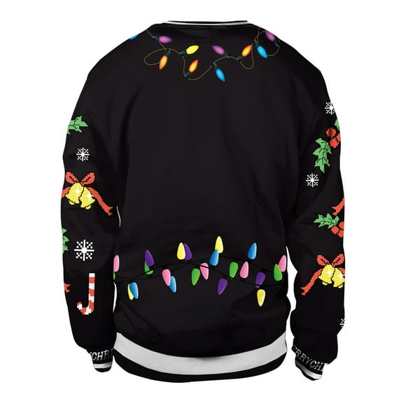 IROINNID Crew Neck Pullover Sweatshirts Leisure Christmas Clothing Loose Tops Christmas Day Long Sleeve Graphic Print Sweater,Black