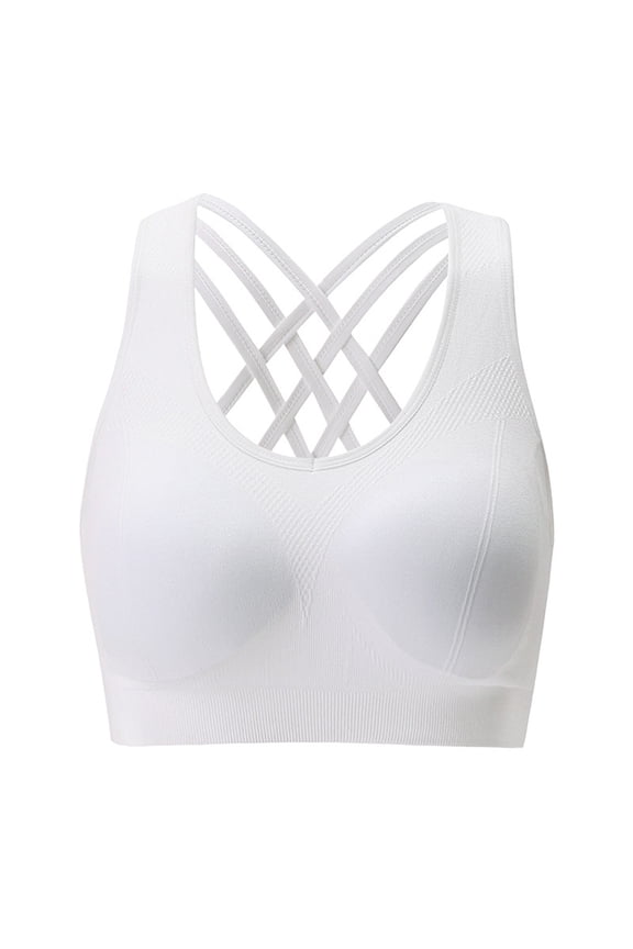 Cross-Back Bra for Women Sports Bras New Yoga Sports Bra Running Fitness No Steel Ring Shockproof Sports Bras,White