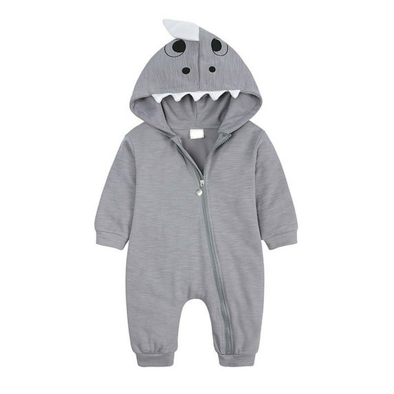 IROINNID Deals Baby Bodysuit Long Sleeve Newborn Baby Spring And Clothes Cute Cartoon Zipper Comfortable Hooded Rompers,Gray