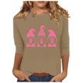 thumbnail image 1 of IROINNID Deals Breast Cancer Pullover for Women Breast Cancer Awareness Comfy Printed Loose T-shirt 3/4 Sleeves Blouse Round Neck Tops,Khaki, 1 of 5