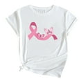 thumbnail image 1 of IROINNID Deals Breast Cancer T-Shirt for Women Pink Ribbon Casual Summer Loose Print Round-Neck T-Shirt Short Sleeve Blouse,White, 1 of 5