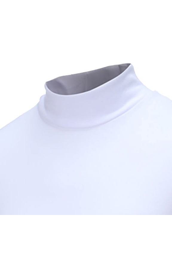Button Down Shirts for Men New Autumn And Winter High-neck Solid Color Slim Long-sleeved Bottoming Shirt,White
