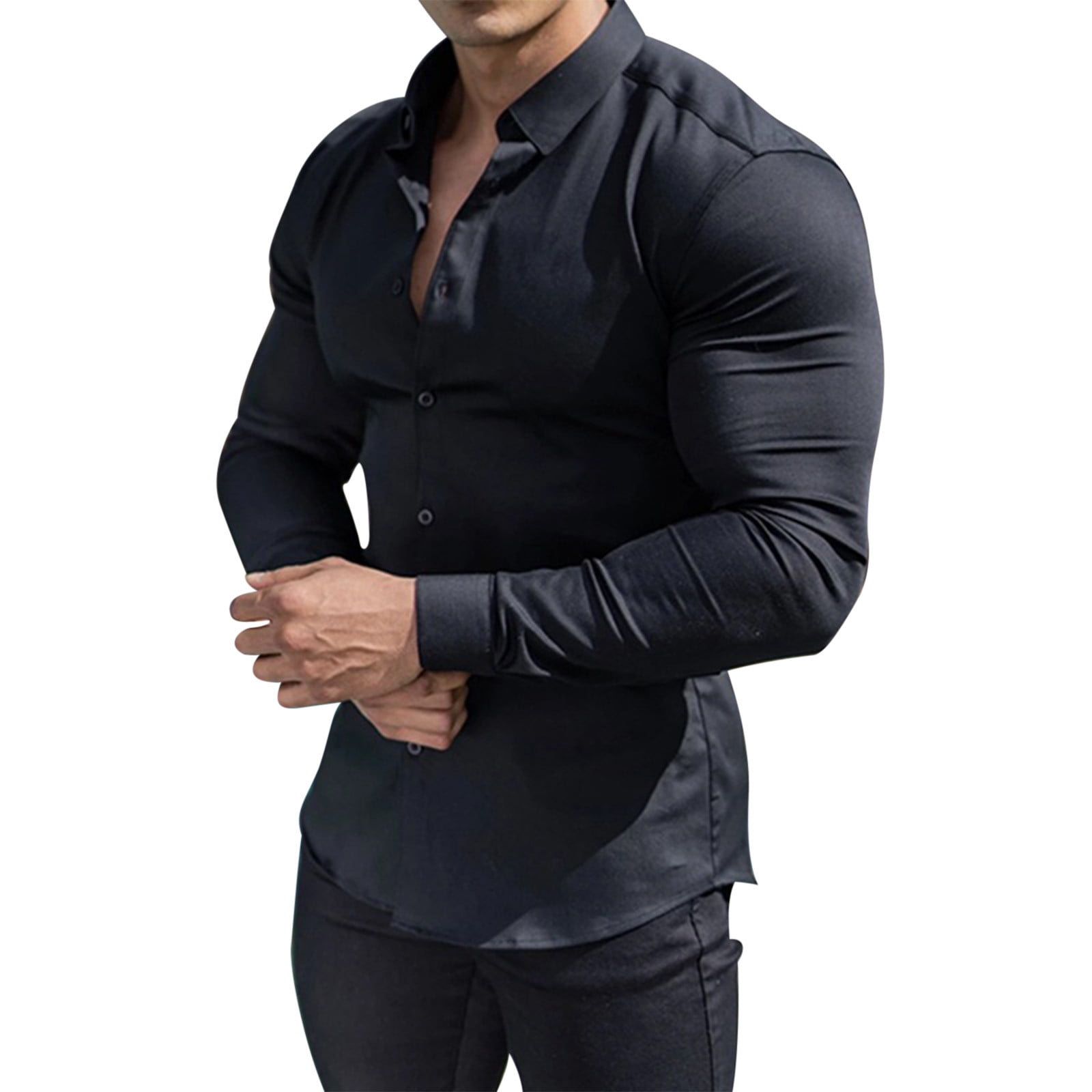 新品　IRENE Line Up Button Shirt IROINNID Button Up Shirts for Men Solid Turn-down Collar Button