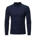 thumbnail image 1 of IROINNID Deals Compression Shirt for Men Comfy Solid Medium High Collar Pullover T-shirt Bottoming Shirt,Navy, 1 of 5