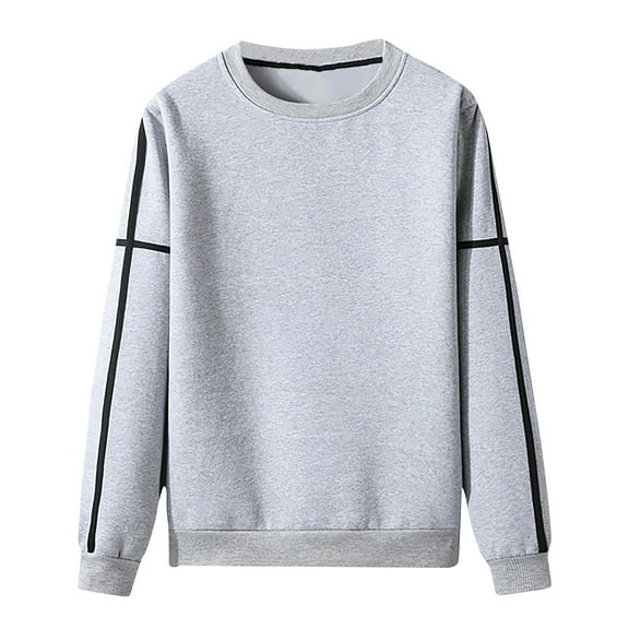 IROINNID Crew Neck Pullover Sweatshirts Leisure Solid Basic Daily Fit Graphic Print Sweater Top With Webbing Design,Gray