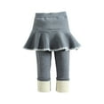 thumbnail image 1 of IROINNID Deals Girls Leggings Winter Pants Elastic Pants Printed Brushed Warm Leggings False Two Piece Culottes,Gray, 1 of 6