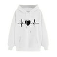 thumbnail image 1 of IROINNID Deals Hoodie for Women Casual Long Sleeve Print Pullover Loose Fit Fall Tops Basic Versatile Hooded Sweatshirt,White, 1 of 3