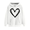 thumbnail image 1 of IROINNID Hoodie for Women Fall Comfortable Warm Pullover Heart Pattern Printed Hooded Drawstring Versatile Tops with Pocket,White, 1 of 4