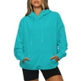 thumbnail image 1 of IROINNID Hoodie for Women Oversized Long Sleeve Versatile Hoodie Casual Solid Plain Basic Pullover Fall Tops,Light Blue, 1 of 5