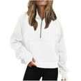 thumbnail image 1 of IROINNID Deals Hoodie for Women Solid Casual Pullover Loose Long Sleeve Fall Classic Tops with Zipper Pocket,White, 1 of 6