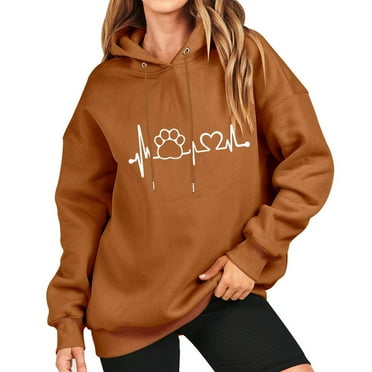 IROINNID Deals Hoodie for Women Winter Fall Pullover Yes,I'm Cold Print Basic Long Sleeve Hoodie Loose Fit Casual Hooded Sweatshirt,Coffee