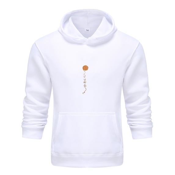 IROINNID Deals Hoodies for Men Comfy And Winter Youth Hooded European Size Printed Sweater Pullover Sweater,White
