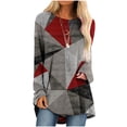 thumbnail image 1 of IROINNID Deals Ladies Long Sleeve T Shirts Lounge Socket Geometry Printed Round-Neck Tops,Gray, 1 of 5