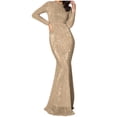thumbnail image 1 of IROINNID Deals Long Dress for Women Formal Wedding Guest Formal Dress Sequin Slip Dress Sparkly Glitter Party Club Long Skirt Wrap Evening Formal Dress,Khaki, 1 of 6