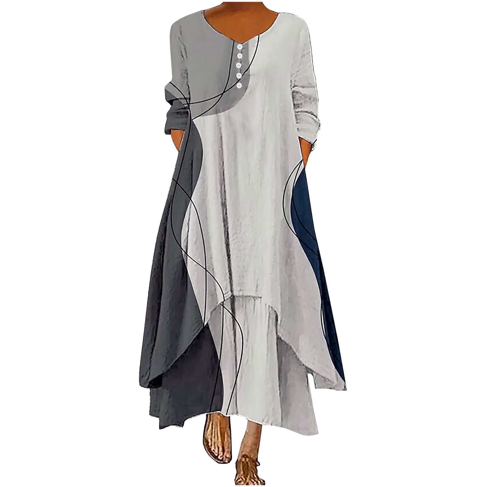 IROINNID Long Sleeve Dress for Women Fall Dress Full-Length Shift Dress Round-Neck Long Sleeve Button Pocket Long Dress,Gray - Walmart.com IROINNID Long Sleeve Dress for Women Fall Dress Full-Length Shift Dress Round-Neck Long Sleeve Button Pocket Long Dress,Gray - Walmart.com