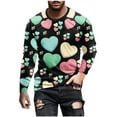 thumbnail image 1 of IROINNID Deals Long Sleeve Pullover Shirts for Men Comfy Round Neck Valentine's Day 3D Printed T-Shirt Blouse,Black, 1 of 5