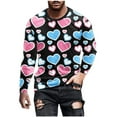 thumbnail image 1 of IROINNID Deals Long Sleeve Pullover Shirts for Men Comfy Round Neck Valentine's Day 3D Printed T-Shirt Blouse,Light Blue, 1 of 5