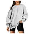 thumbnail image 1 of IROINNID Deals Long Sleeve Shirt for Women Fall Tops Oversized Solid Color Sweatshirt Loose Large Size Pullover Casual Crewneck Tops,Gray, 1 of 4