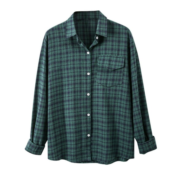 IROINNID Deals Long Sleeve Shirts for Men Casual New Plaid Shirt Youth Shirts Coat Turndown Collar Blouse & Shirt,Green