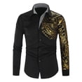 thumbnail image 1 of IROINNID Deals Long Sleeve Shirts for Men Casual Turndown Collar Button Print Top Blouse,Black, 1 of 3