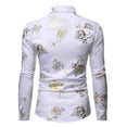 thumbnail image 1 of IROINNID Deals Long Sleeve Shirts for Men Comfy Nightclub Shiny Golden 3D Rose Printed Shirt,White, 1 of 3