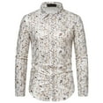 thumbnail image 1 of IROINNID Deals Long Sleeve Shirts for Men Comfy Solid Button Closure Sleeve Floral Foil Print Shirts,White, 1 of 9