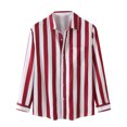 thumbnail image 1 of IROINNID Deals Long Sleeve Shirts for Men Comfy Winter Single Side Pocket Stand Collar Striped Shirt Top,Red, 1 of 9