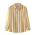 thumbnail image 1 of IROINNID Deals Long Sleeve Shirts for Men Comfy Winter Single Side Pocket Stand Collar Striped Shirt Top,Yellow, 1 of 9