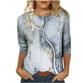 thumbnail image 1 of IROINNID Deals Long Sleeve T-Shirts for Women Graphic Printed T-shirt 3/4 Sleeves Streetwear Blouse Round Neck Lounge Tops,Gray, 1 of 5