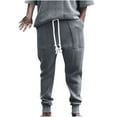 thumbnail image 1 of IROINNID Deals Mens Cargo Pants Solid Color Sport Loose Pleated Small Legs Drawstring Solid Color Full Length Pants,Gray, 1 of 5