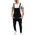 thumbnail image 1 of IROINNID Deals Mens Cargo Pants Solid Pocket Ripped Pants Classic Cargo Casual Denim Jumpsuit Rompers,Black, 1 of 8