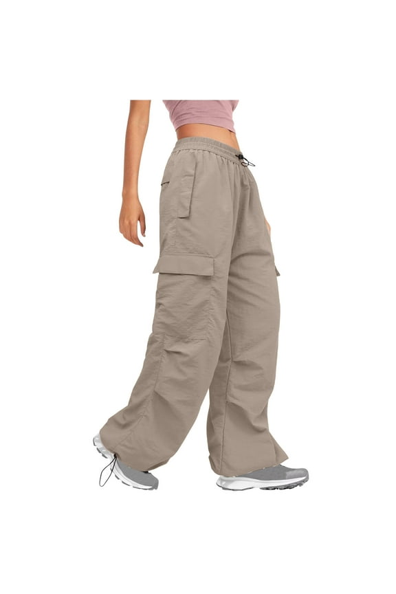 Pants for Women Cargo Vintage Street Style Star Print Spicy Girl Low Waist Straight Tube Slimming Pants,Khaki