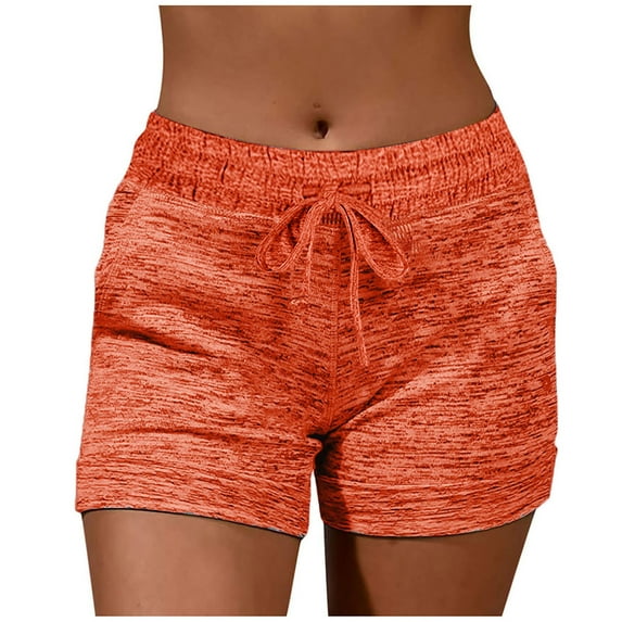 IROINNID Plus Size Shorts for Women Shorts Drawstring Elastic Waist Summer Breathable Comfy Pocketed Solid Pants(Orange,3XL)