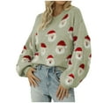 thumbnail image 1 of IROINNID Deals Pullover Sweater for Women Christmas Santa Claus Print Round-Neck Long Sleeve Warm Sweater Relaxed Fit Holiday Warm Pullover Tops,Green, 1 of 5