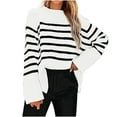 thumbnail image 1 of IROINNID Pullover Sweater for Women Striped Loose Fit Long Sleeve Crewneck Pullover Casual Oversized Winter Warm Trendy Sweater,White, 1 of 6