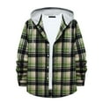 thumbnail image 1 of IROINNID Deals Shacket for Men Button Down Comfy And Winter Long Sleeve Solid Color Shirt Top Plaid Hooded Shirt,Green, 1 of 9