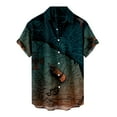 thumbnail image 1 of IROINNID Deals Shirt with Pocket for Men Hawaiian Geometry Print Lapel Short Sleeve Shirt,Green, 1 of 3