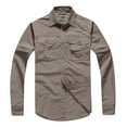 thumbnail image 1 of IROINNID Shirt with Pocket for Men Long Sleeve Turndown Quick-drying With Buttons And s Coat,Khaki, 1 of 8