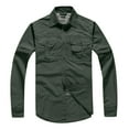 thumbnail image 1 of IROINNID Deals Shirt with Pocket for Men Long Sleeve Turndown Quick-drying With Buttons And s Coat,Olive Green, 1 of 6